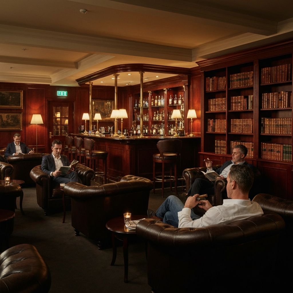 Elegancki lounge z cygarami w ekskluzywnym kasynie VIP